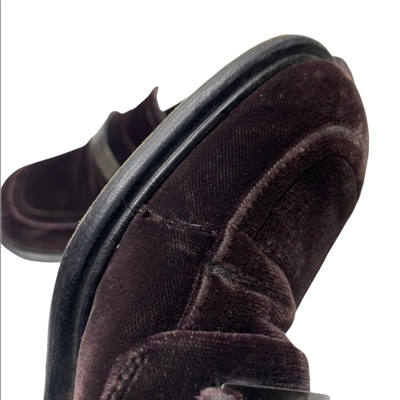 Prada | Y2K 90’s Vintage Brown Velvet Square Toe Chunky Logo Loafers 35.5 - Picture 9 of 12